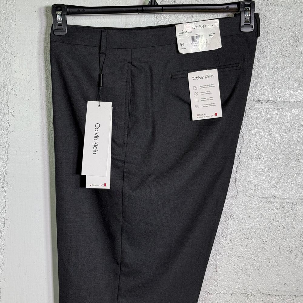 Calvin Klein Men's Slim-Fit Performance Dress Pants - Grey 46x32 $95